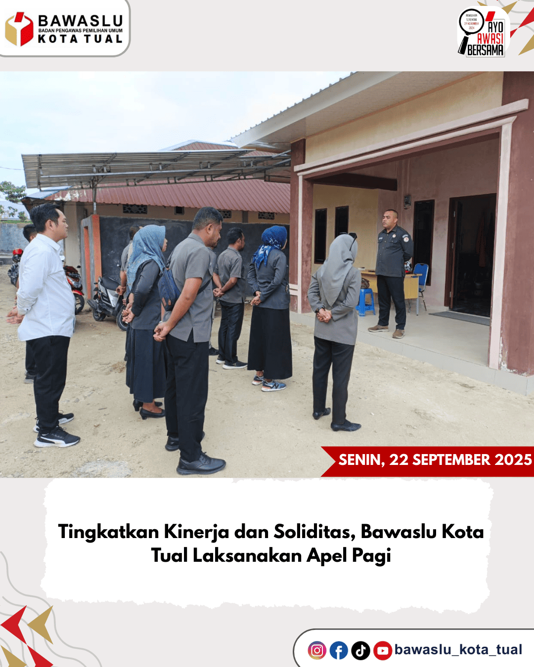 Apel Rutin Senin Bawaslu Kota Tual Perkuat Semangat Kebersamaan