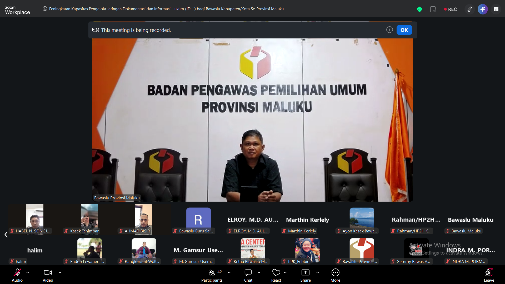 Perkuat Pengelolaan Dokumen Hukum, Bawaslu Tual Ikuti Zoom Peningkatan Kapasitas JDIH