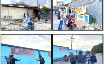 Bawaslu Kota Tual dan Panwaslu Kecamatan Kembali Tertibkan APK Liar di Kota Tual